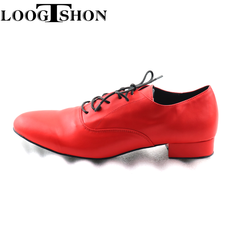 Men Shoes Red Bottom - LOOGTSHON Sepatu Dansa Ballroom Kulit Merah