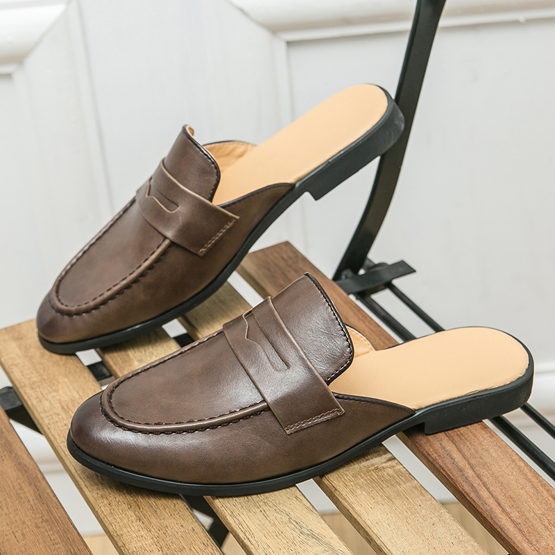 Shoes Heels Men - Sepatu Kulit Setengah Hak Modis Pria