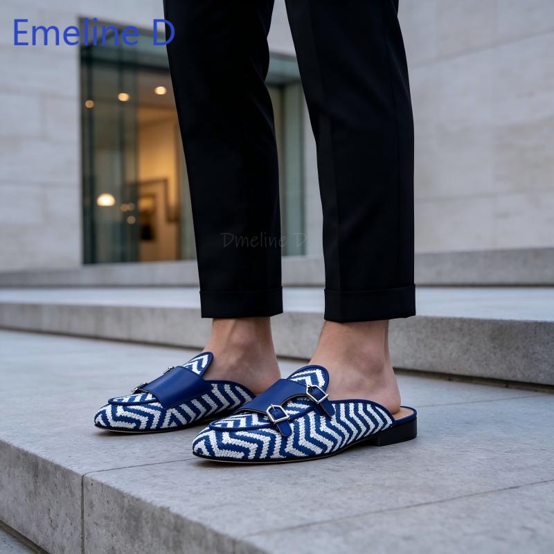 Shoes Heels Men - Sepatu Loafer Tanpa Tali Berbahan Tekstil