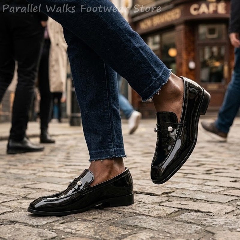 Men Shoes For Wedding - Sepatu Loafer Pria Hitam Kulit Suede