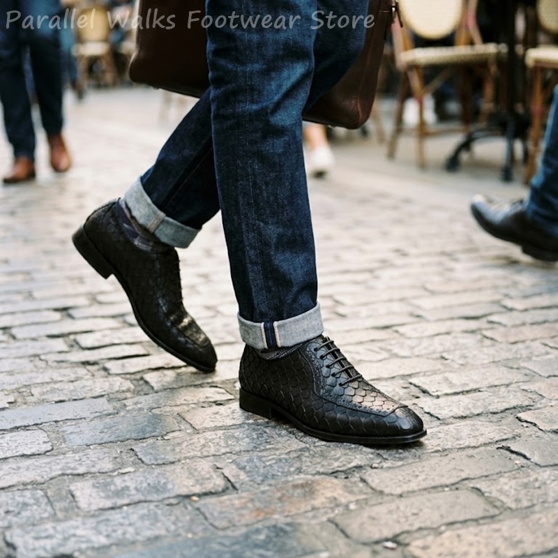 Men Shoes For Wedding - Sepatu Oxford Pria Kulit Embos Sisik