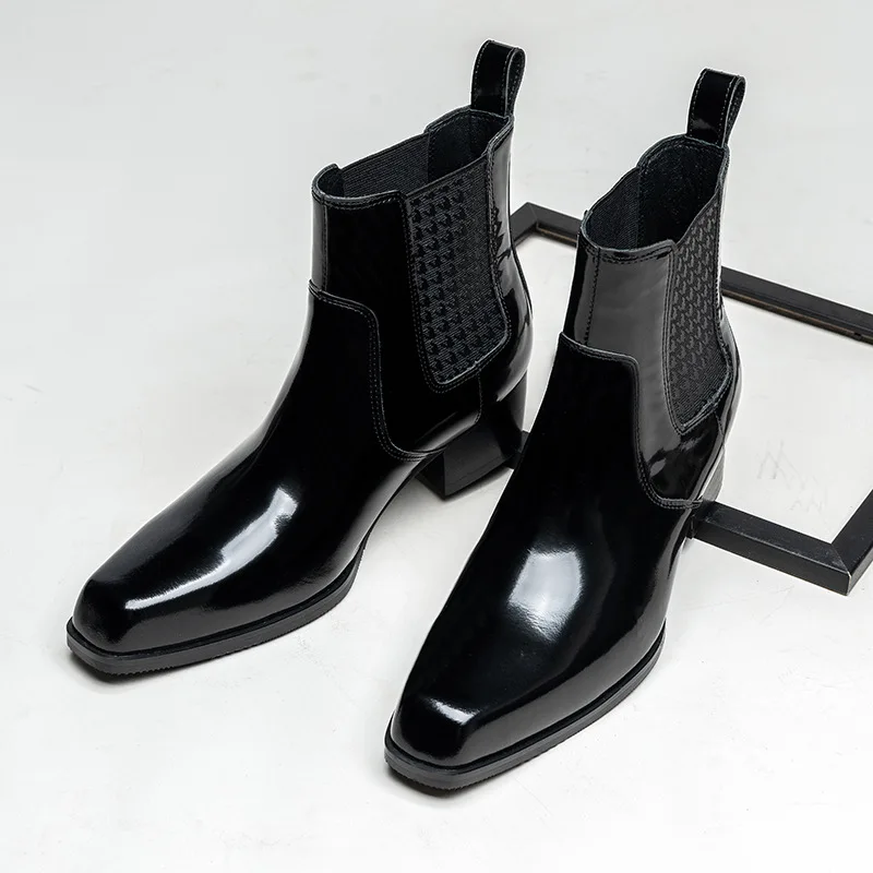 Men Shoes For Wedding - Sepatu Boots Kulit Paten Mewah untuk