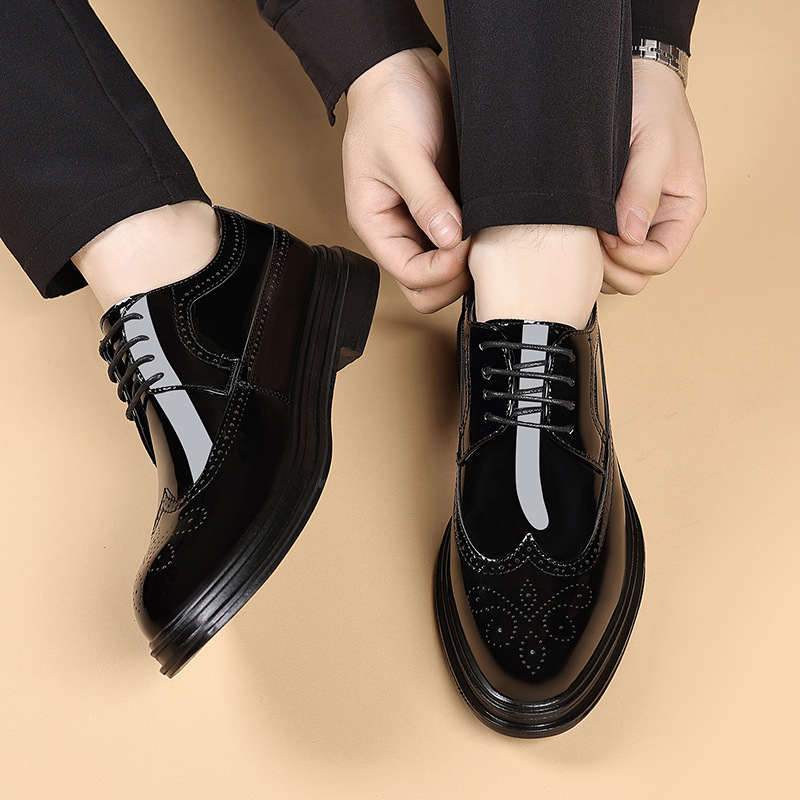 Sepatu Brogue Kulit Paten Pria - Men Shoes For Wedding ulasan dan harga