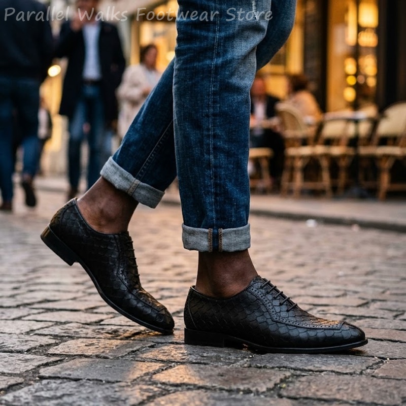 Sepatu Oxford Pria Kulit Embos - Men Shoes For Wedding ulasan dan harga